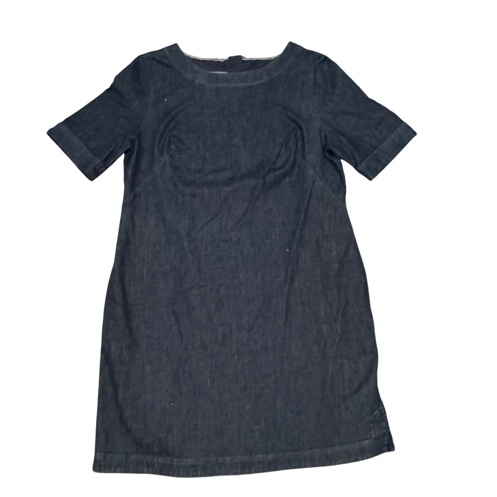 Boden Denim Shift Dress Blue Short‎ Sleeve Minimalist Casual